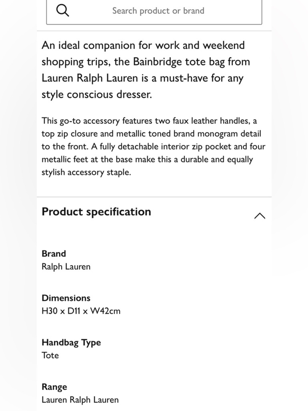 Ralph Lauren Deep Purple Tote with Brown Leather Straps - Picture 6 of 6